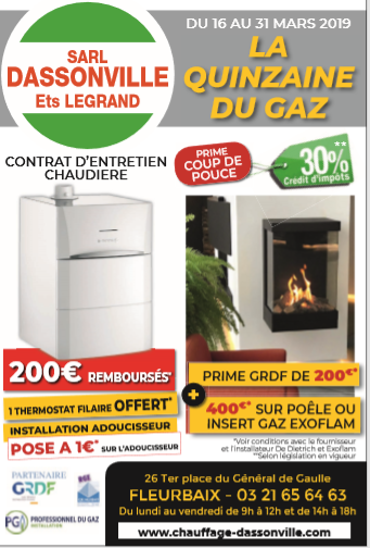 Quinzaine du gaz du 16 au 31 Mars 2019 Prime coup de pouce