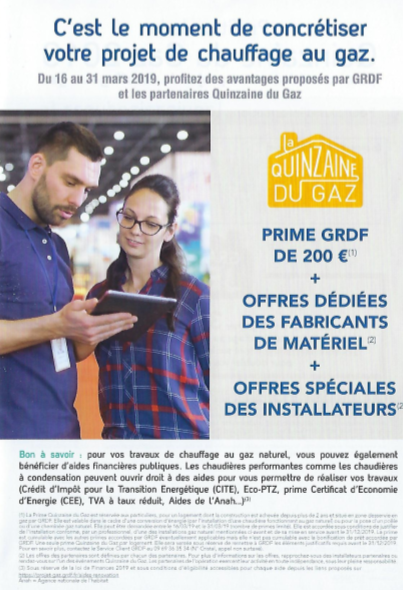 QUINZAINE DU GAZ DU 16 AU 31 MARS 2019 VENEZ PROFITER DES PRIMES 